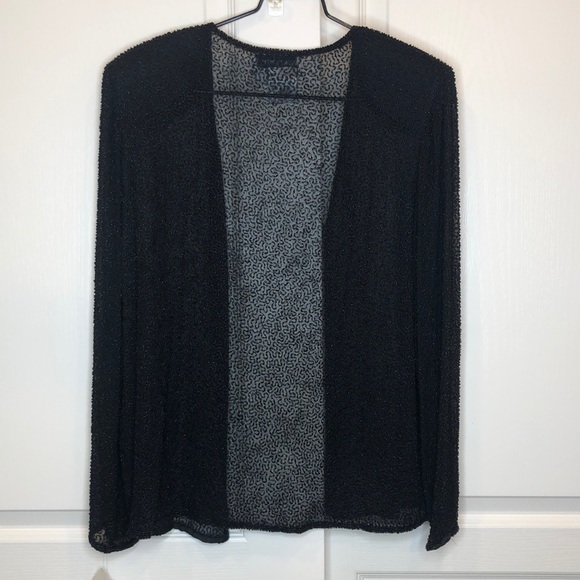 Adrianna Papell Sheer Silk Beaded Jacket Size L - Picture 10 of 16